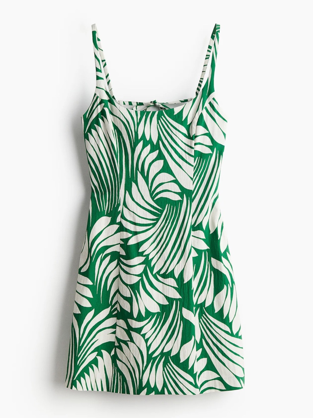 H&M | Green & White Tropical Print Strappy Dress